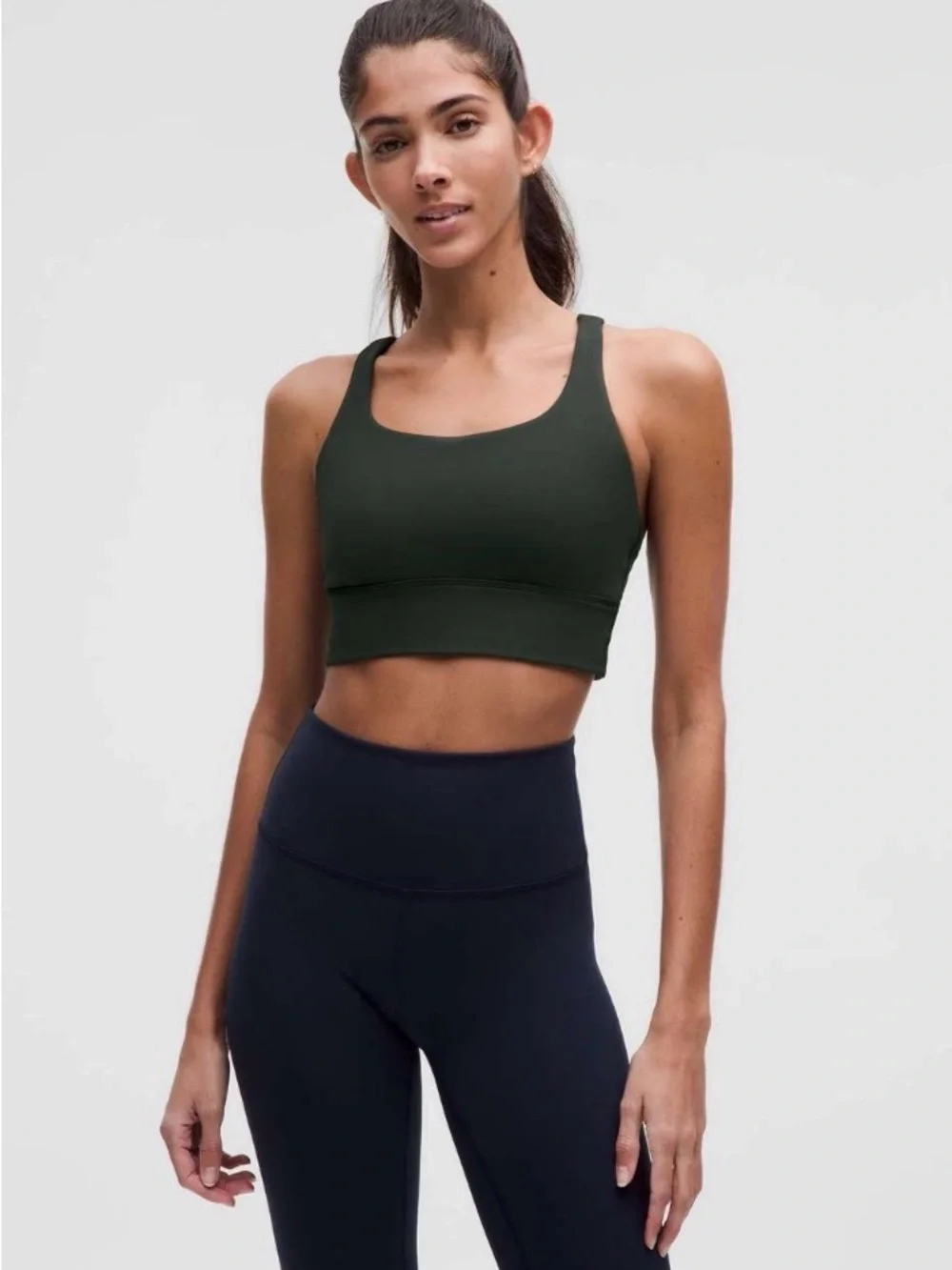 Lululemon energy long lined sports bra in rainforest green